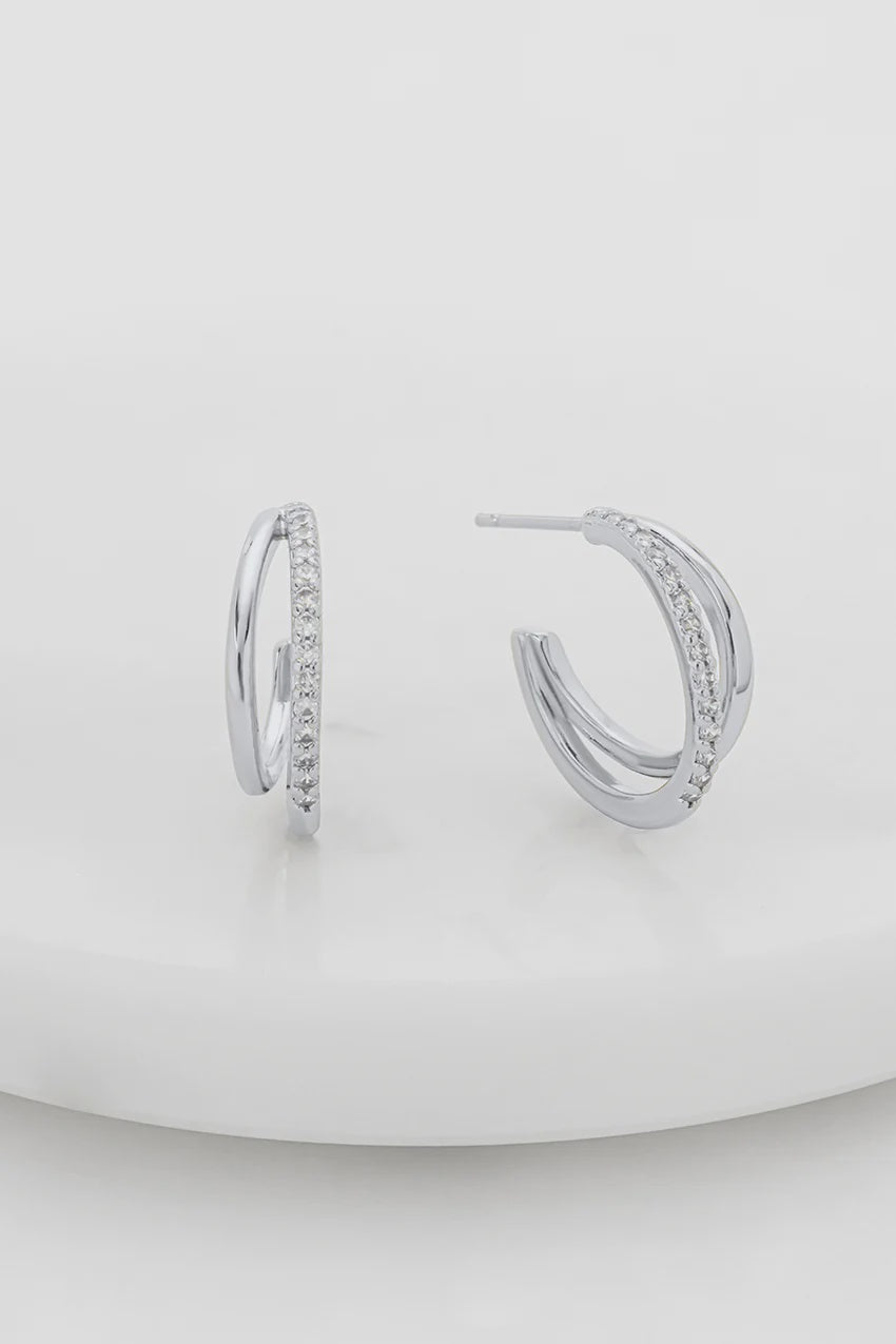 ZAFINO Celeste Hoop Crystal Earrings - Clear - Silver