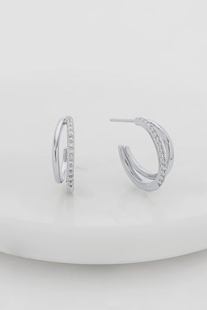 ZAFINO Celeste Hoop Crystal Earrings - Clear - Silver