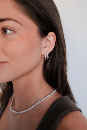 ZAFINO Celeste Hoop Crystal Earrings - Clear - Silver