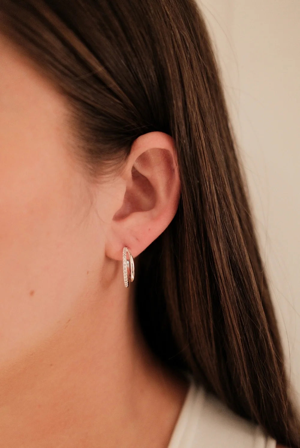 ZAFINO Celeste Hoop Crystal Earrings - Clear - Silver