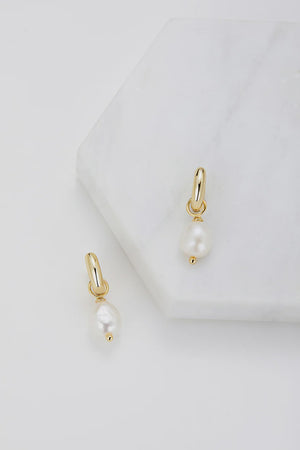 ZAFINO Charlie Mini Hoop - Gold -Pearl Earring