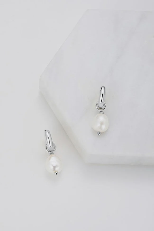 ZAFINO Charlie Mini Hoop - Silver -Pearl Earring