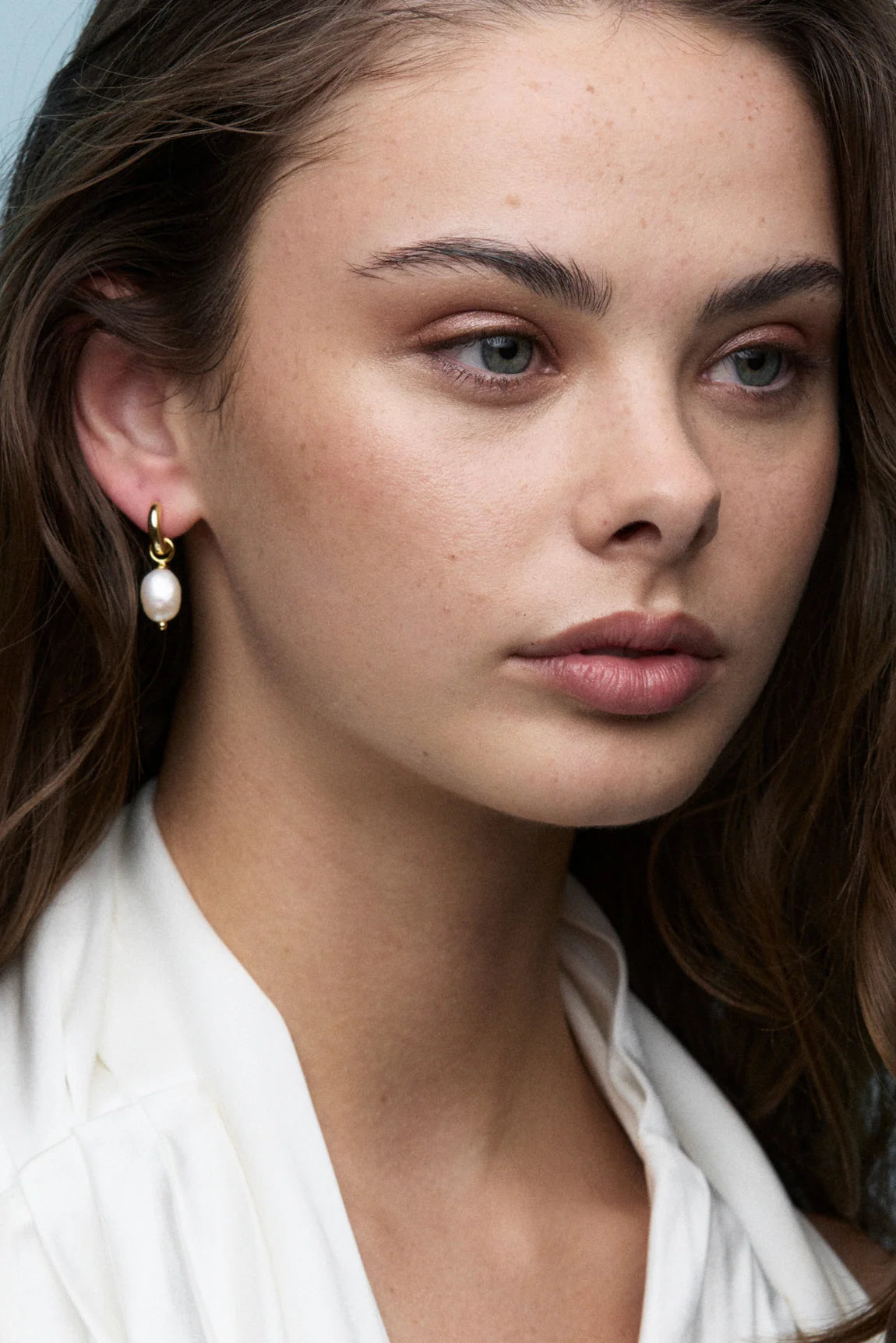 ZAFINO Charlie Mini Hoop - Silver -Pearl Earring