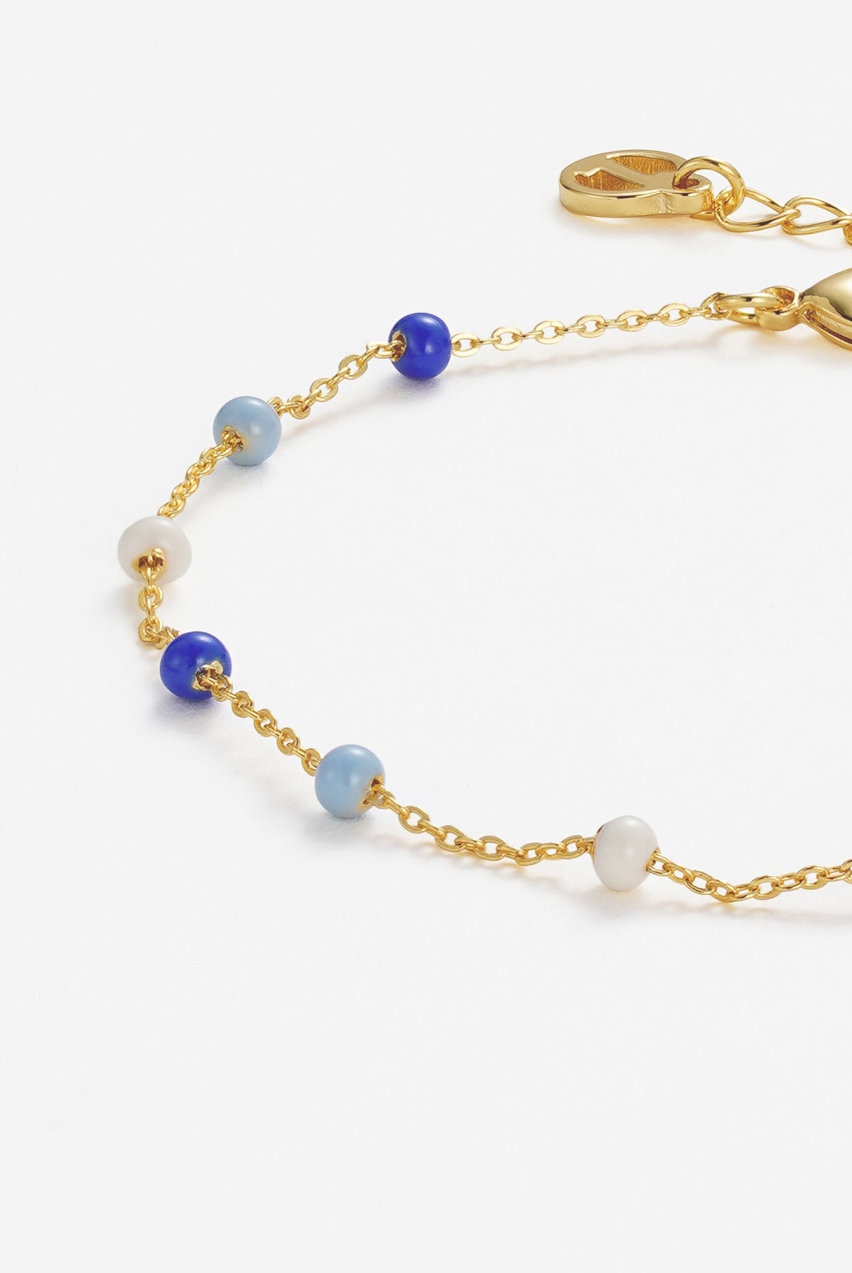 ZAFINO Charlotte Bracelet Blue Gold bracelet with blue and white beads