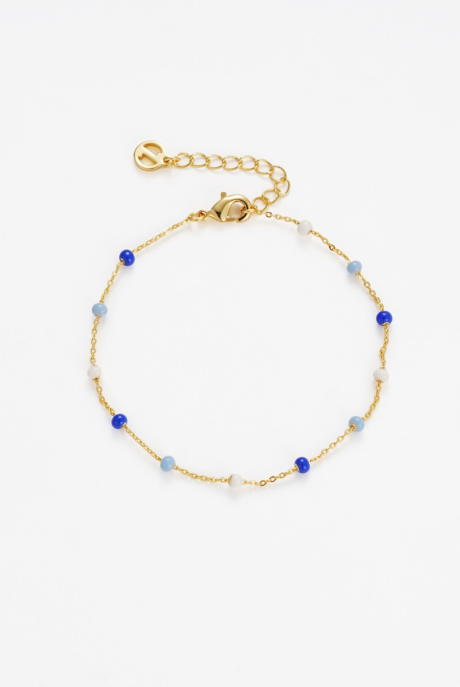 ZAFINO Charlotte Bracelet Blue Gold bracelet with blue and white beads