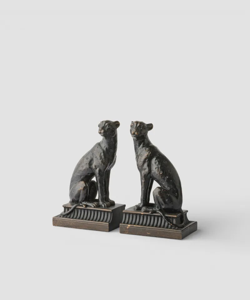 Cheetah Bronzed Finish Bookends