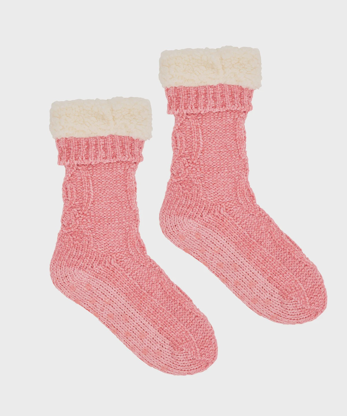 Chenille Lounge Sherpa Socks - Dark Pink