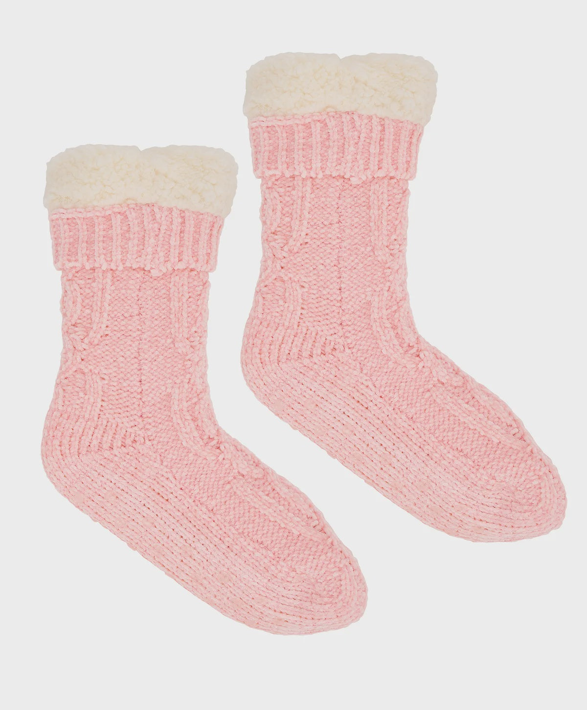 Chenille Lounge Sherpa Socks - Light Pink