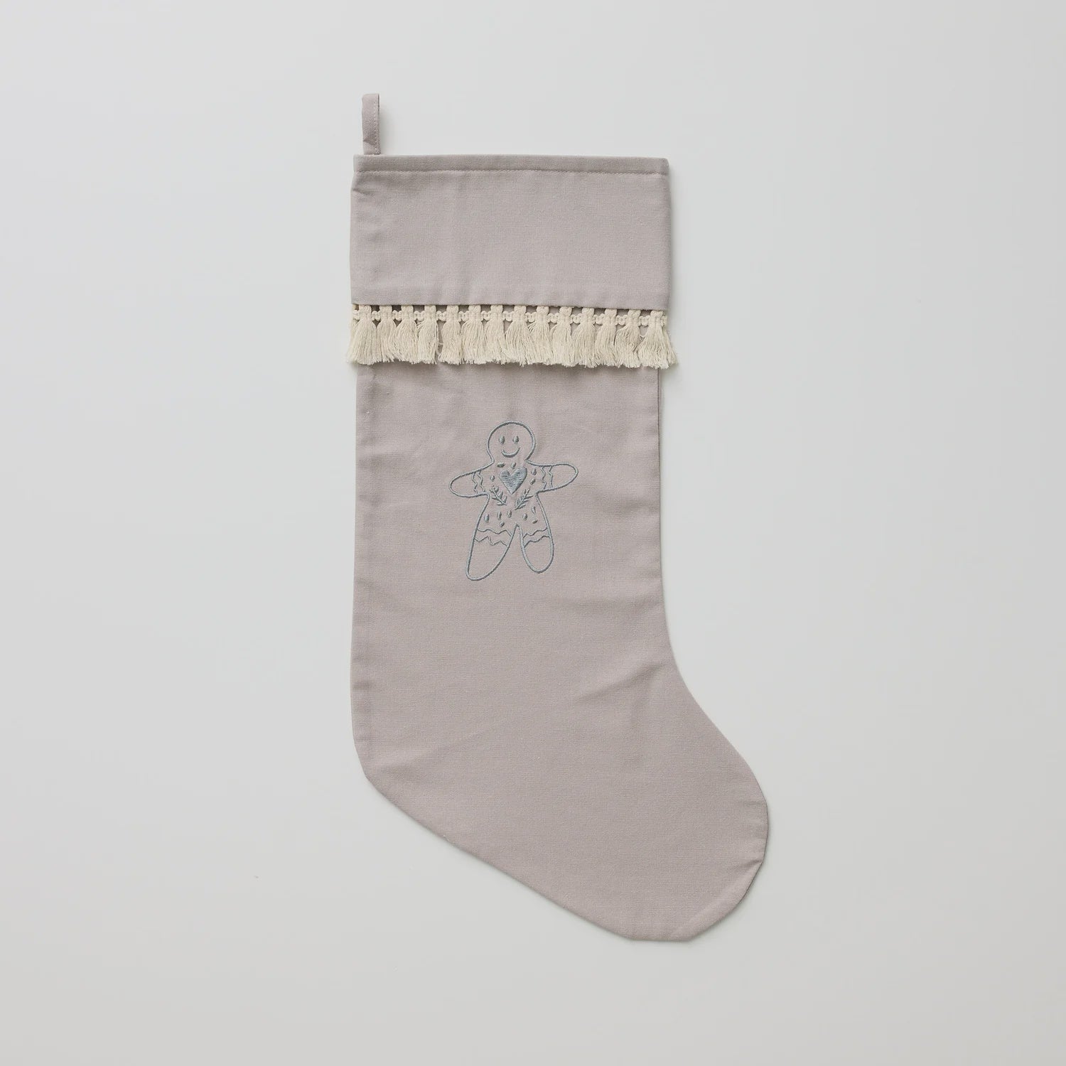 Grey Gingerbread Christmas Stocking