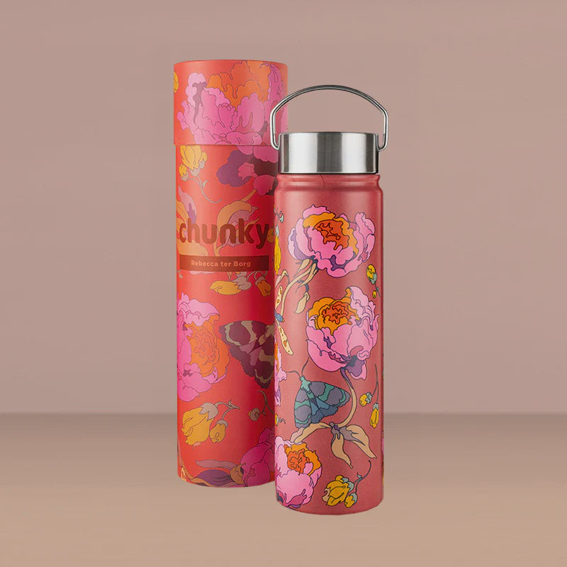 Water Bottle 650ml - Blossom Burst-Rebecca Ter Borg - stainless steel metal lid