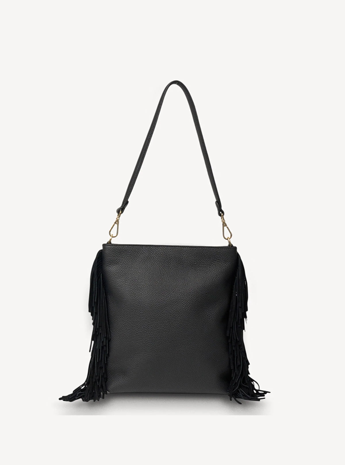 Saben Claudette Shoulder Bag - Black Suede - Fringe