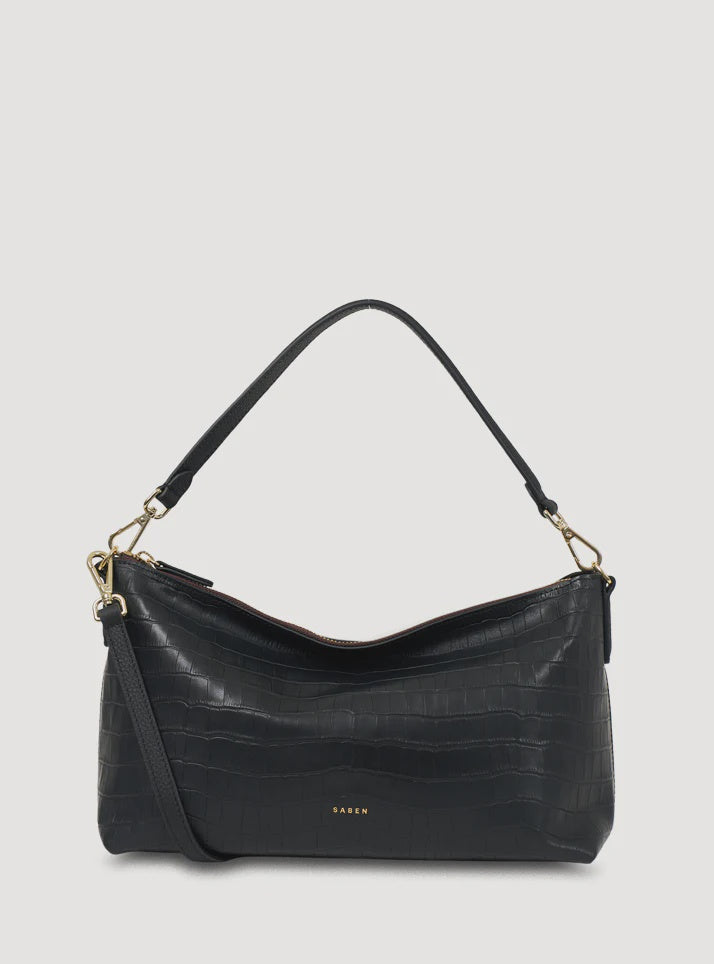 SABEN Claudia Shoulder Bag - Black Croc