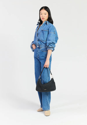 SABEN SS26 Claudia Shoulder Bag - Black Braid Leather