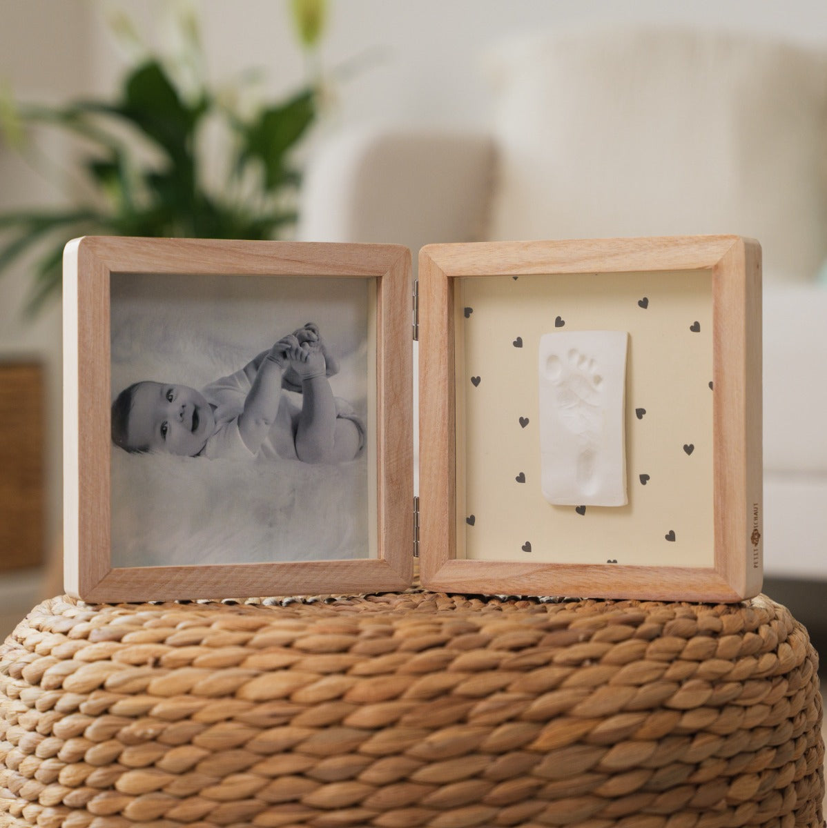 Petit Artichaut Clay Keepsake with Photo - Double Frame Pretty Hearts