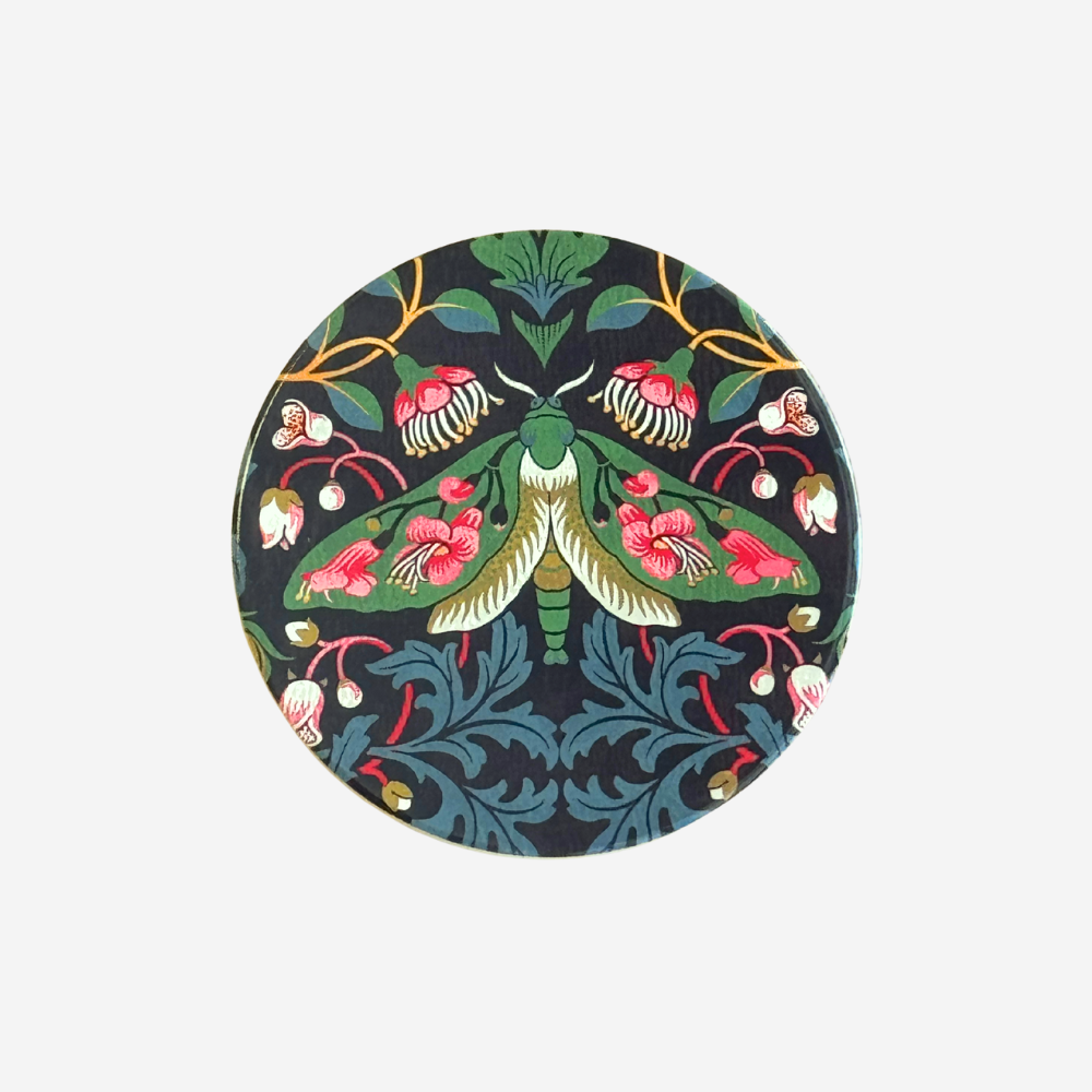TANYA WOLFKAMP Coaster - Damask - Moth Decorative coaster with moth and floral design