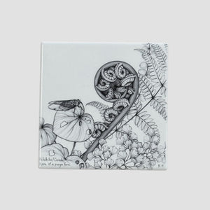 KATY HAYWARD COASTER - KIHIKIHI / CICADA & KORU OF A PUNGA FERN