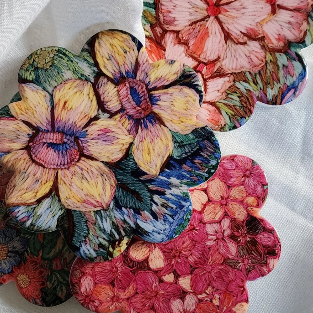 FLEUR WOODS Coasters Set of 4 - Meadow
