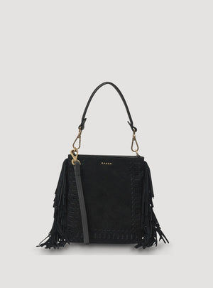 SABEN Coco Mini Bag - Black Suede Fringe