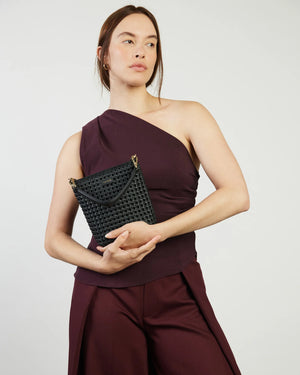 Saben Coco Mini Bag - Black Fine Braid woven handbag