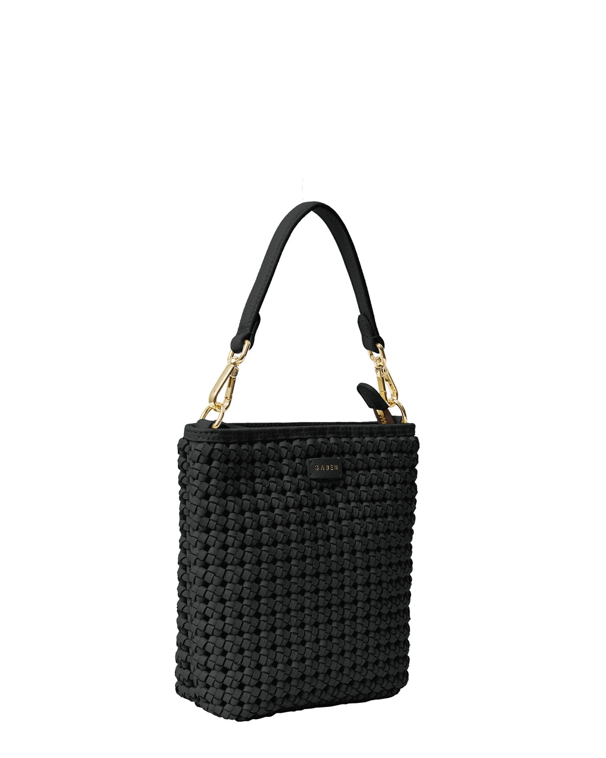Saben Coco Mini Bag - Black Fine Braid woven handbag