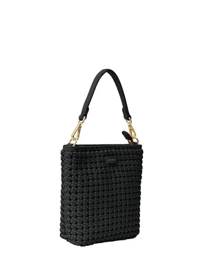 Saben Coco Mini Bag - Black Fine Braid woven handbag