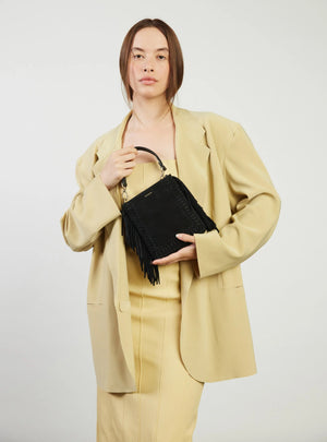 SABEN Coco Mini Bag - Black Suede Fringe