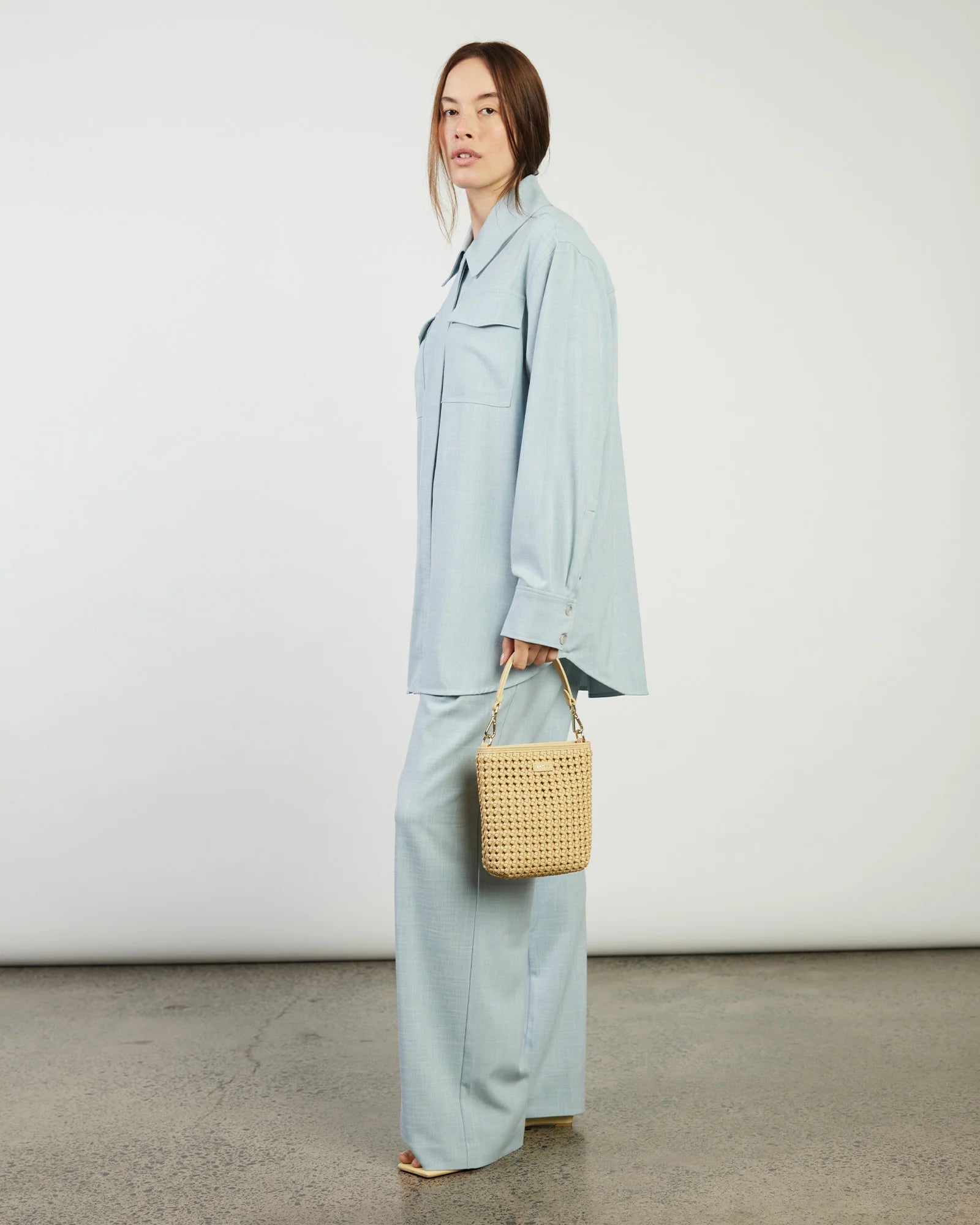 Saben Coco Mini Bag - Raffia Fine Braid Beige woven handbag