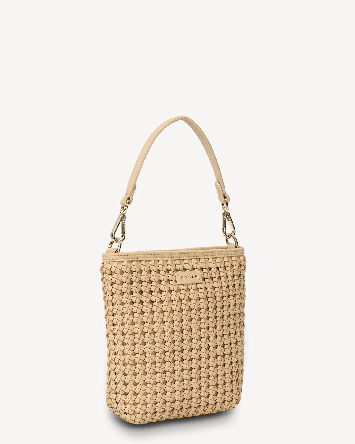 Saben Coco Mini Bag - Raffia Fine Braid Beige woven handbag