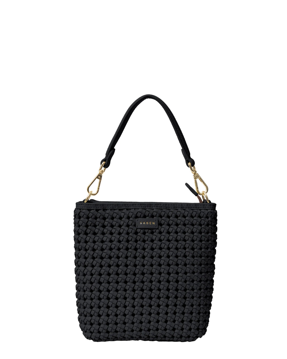 Saben Coco Mini Bag - Black Fine Braid woven handbag