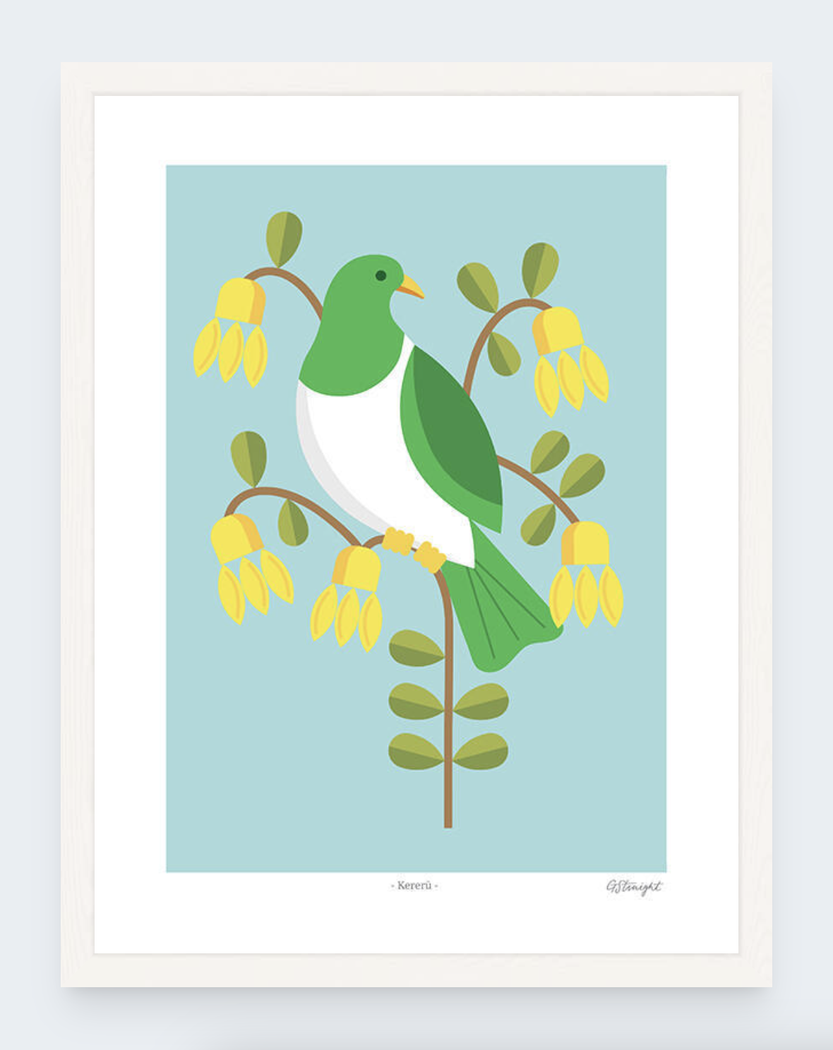 Contemporary Frame with Glass White - Kereru Wall art