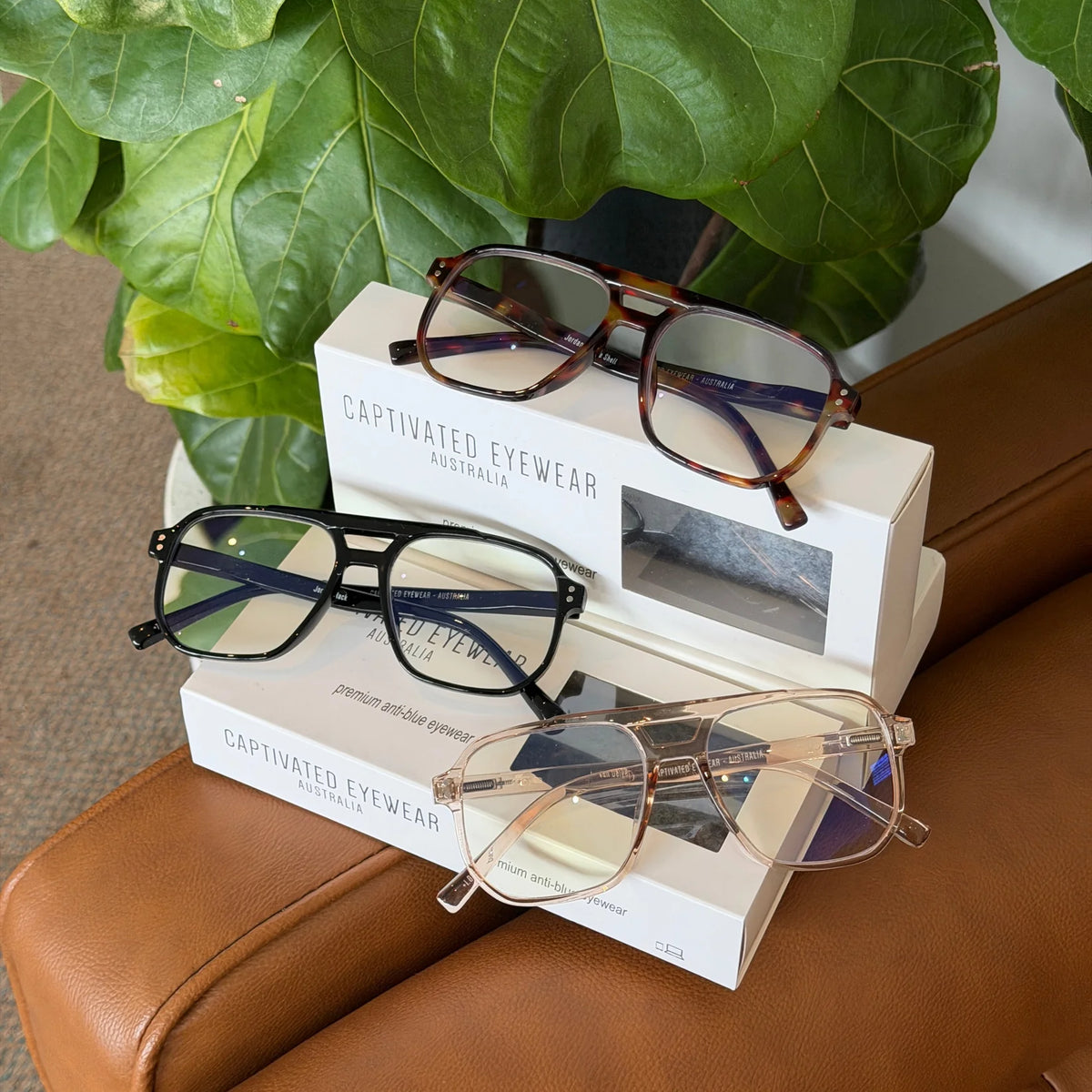 Captivated Eyewear Anti-Blue Reading Glasses - Jordan Black
