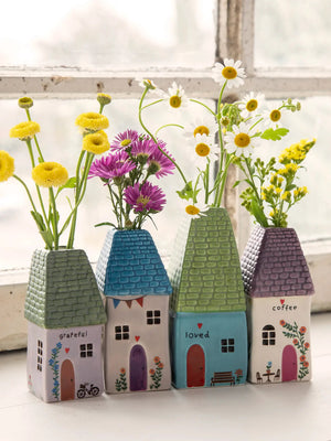Natural Life Cottage Bud Vase - Loved Ceramic house-shaped