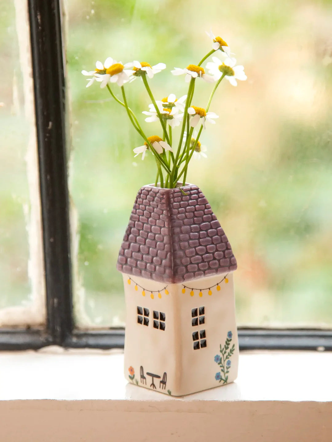 Natural Life Cottage Bud Vase - Coffee Decorative house-shaped vase