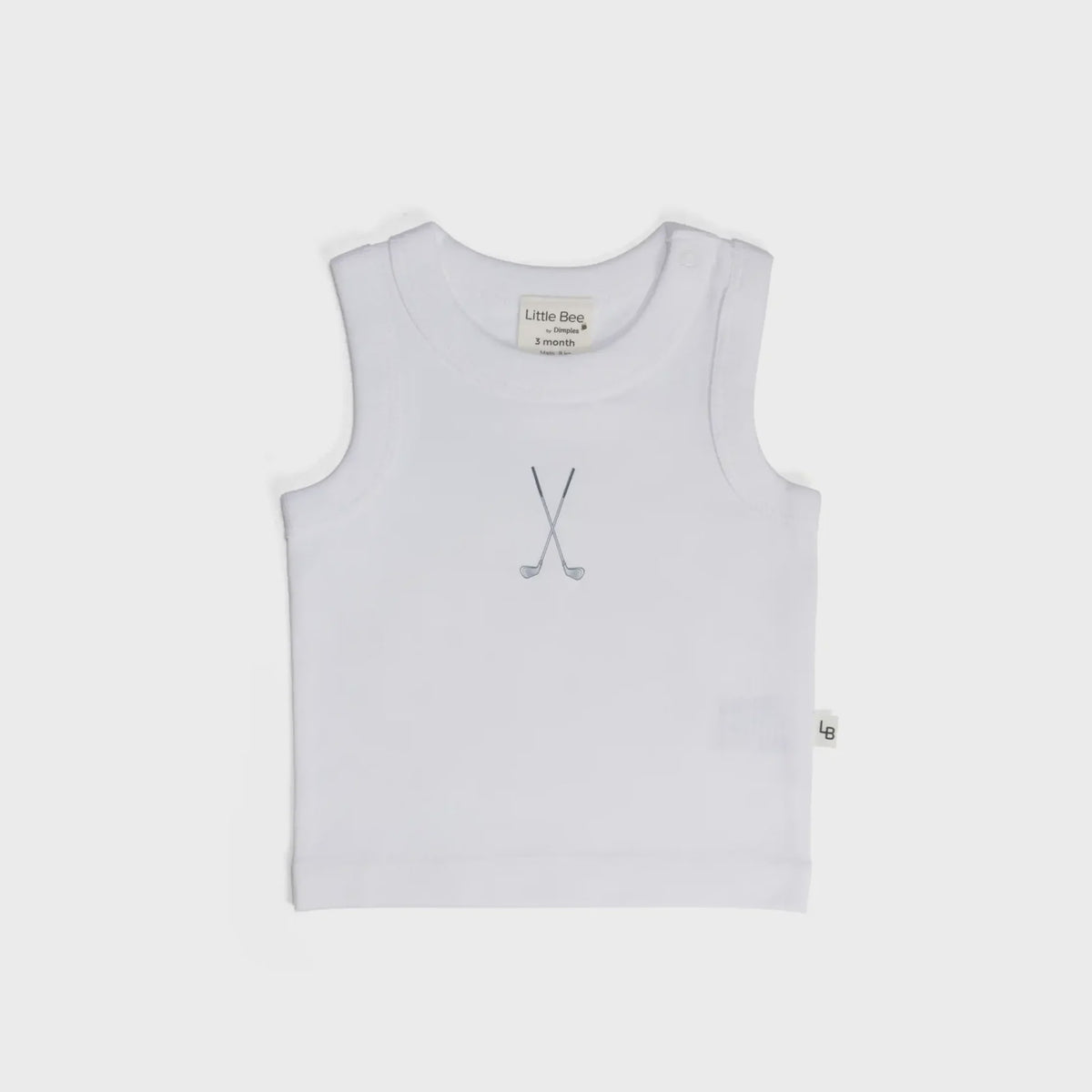 Dimples Baby NZ Cotton Singlet - White Golf