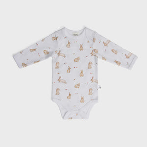 Dimples Cotton Long Sleeve Bodysuit - Bunny Baby onesie with bunny pattern