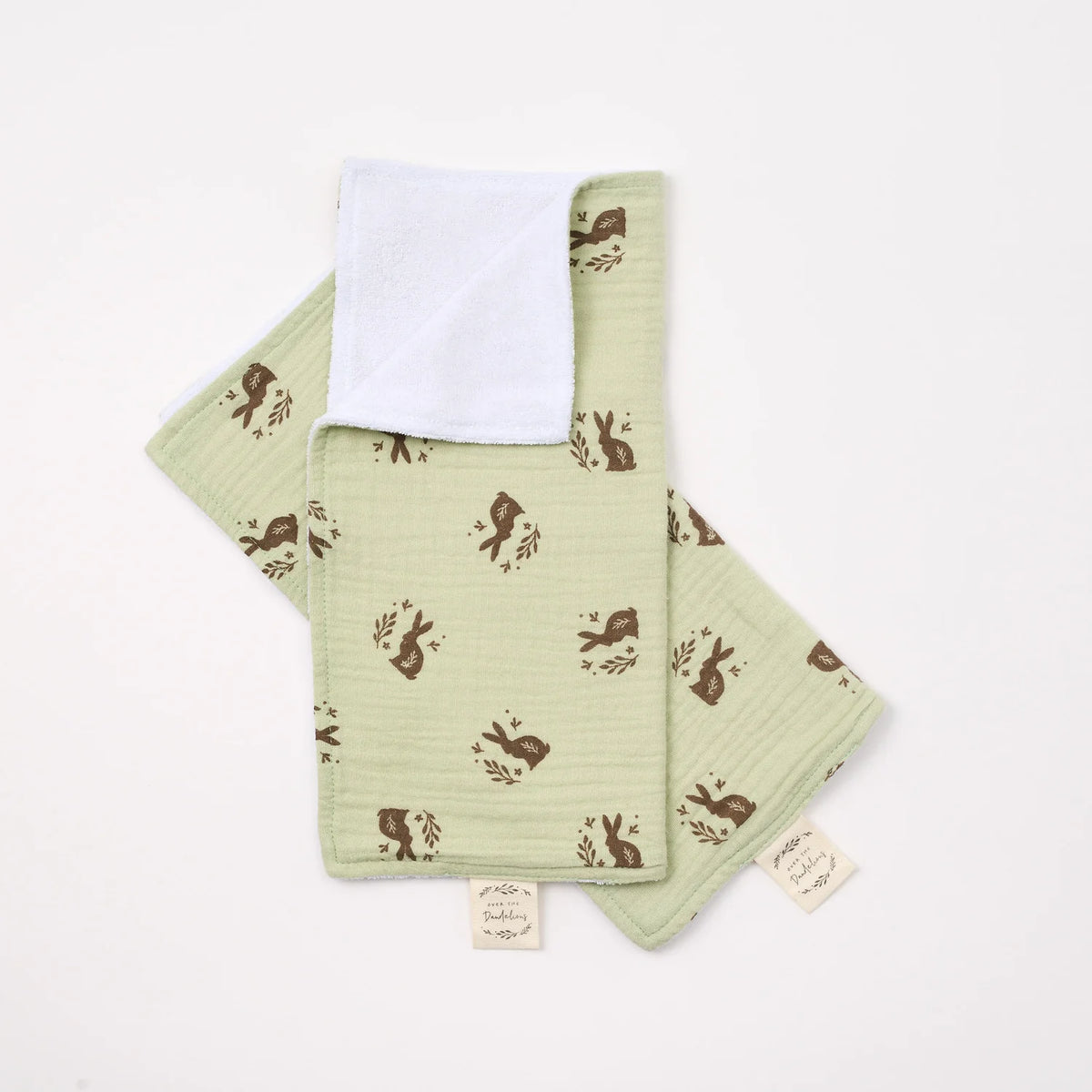 Washclothssetof2MeadowPrint_Baby Organic Muslin Cotton Over the Dandelion