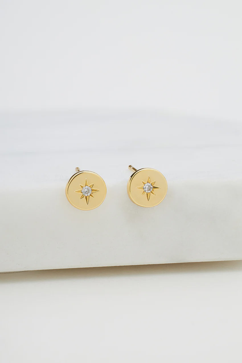 ZAFINO Crystal Disk Mini Stud Earring - Gold