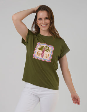 Stella+Gemma Cuff Tee Khaki Palm