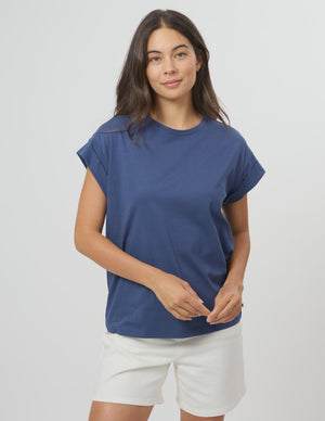 Stella+Gemma T-shirt Top Cuff Tee - Ocean Blue
