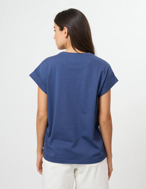 Stella+Gemma T-shirt Top Cuff Tee - Ocean Blue