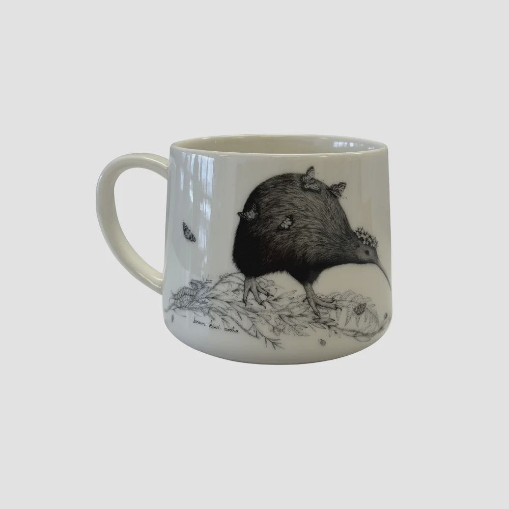 KATY HAYWARD Mug Cup - Walking with Aroha - Brown Kiwi