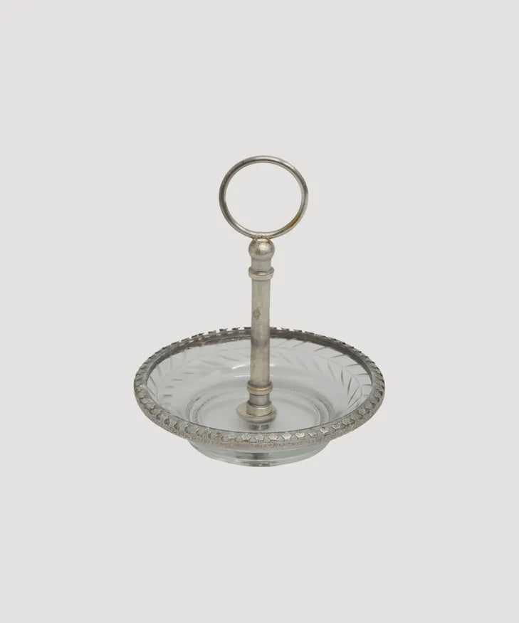 Cut Glass Ring Dish with Handle French Country Collection