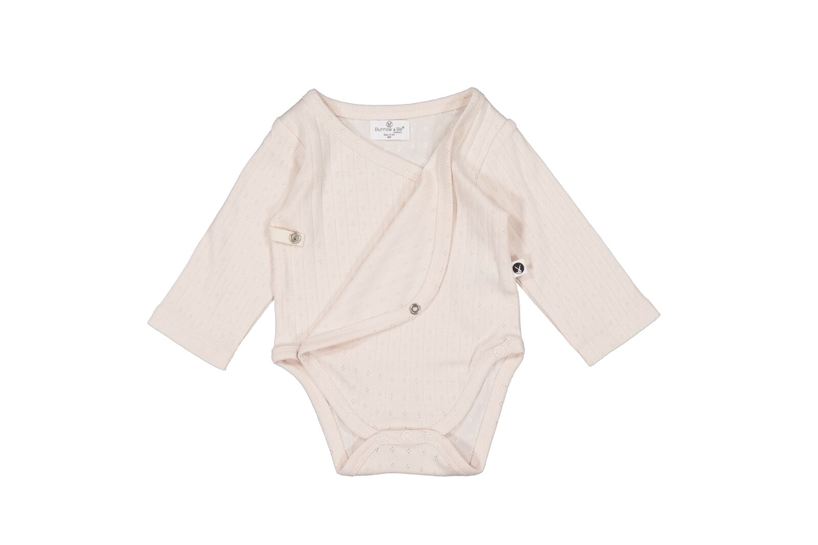 Burrow & Be Almond Blush Pointelle Long sleeve Kimono Bodysuit