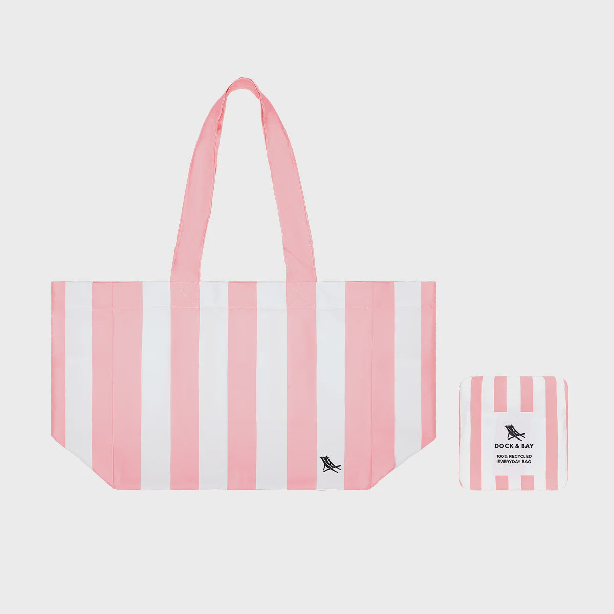 Dock & Bay Beach Tote Bag M - Malibu Pink Pink and white striped