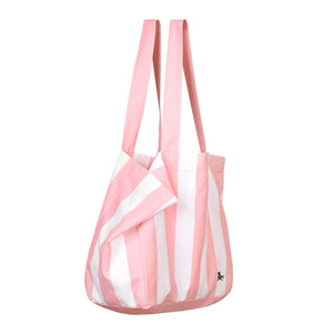 Dock & Bay Beach Tote Bag M - Malibu Pink Pink and white striped