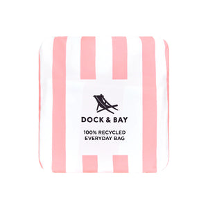 Dock & Bay Beach Tote Bag M - Malibu Pink Pink and white striped