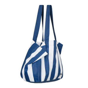 Dock&Bay Beach Tote Bag M - Whitsunday Blue and white striped tote bag