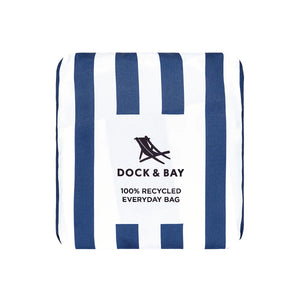 Dock&Bay Beach Tote Bag M - Whitsunday Blue and white striped tote bag