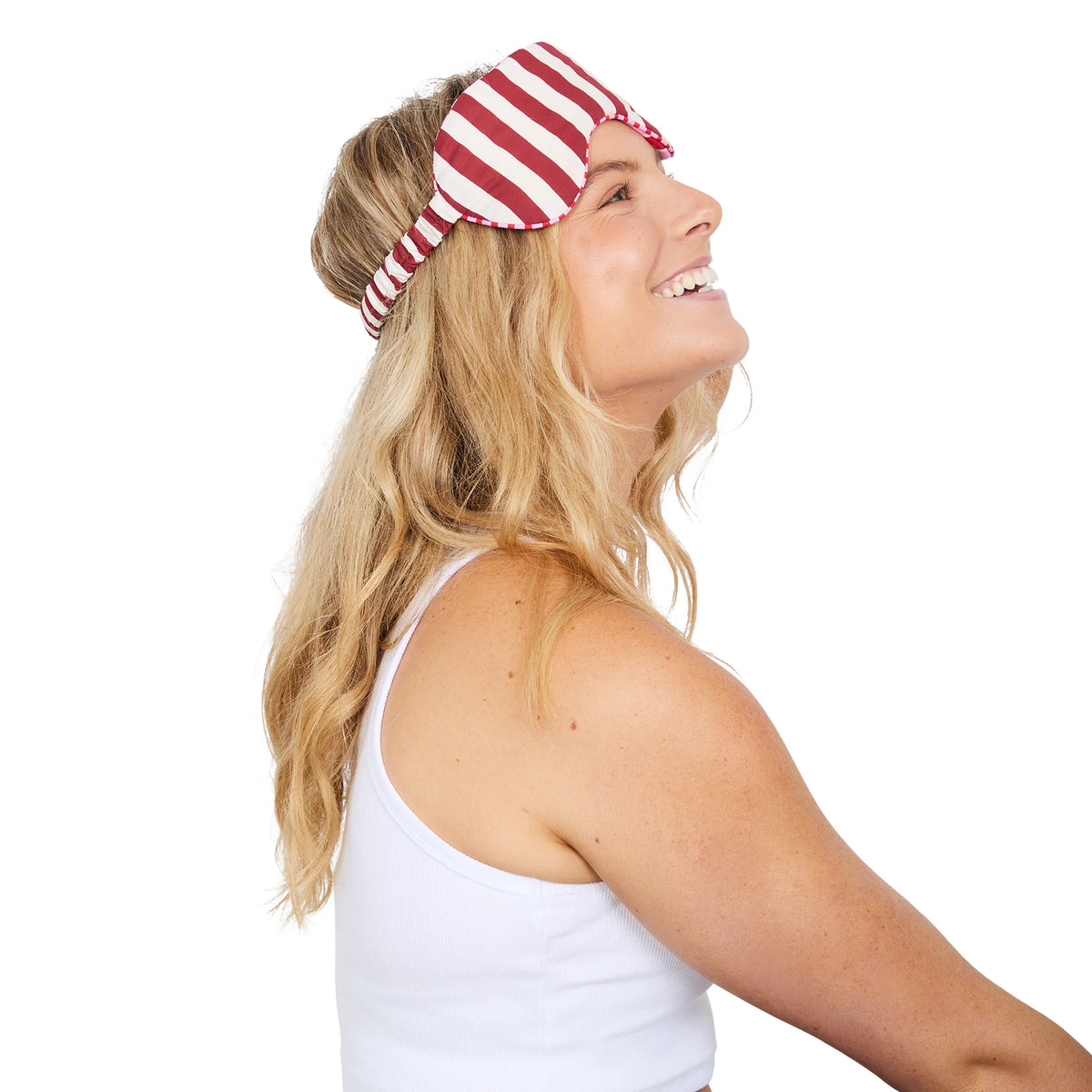 Dock & Bay Eye Mask - Cherry Bomb Striped eye mask with red and pink