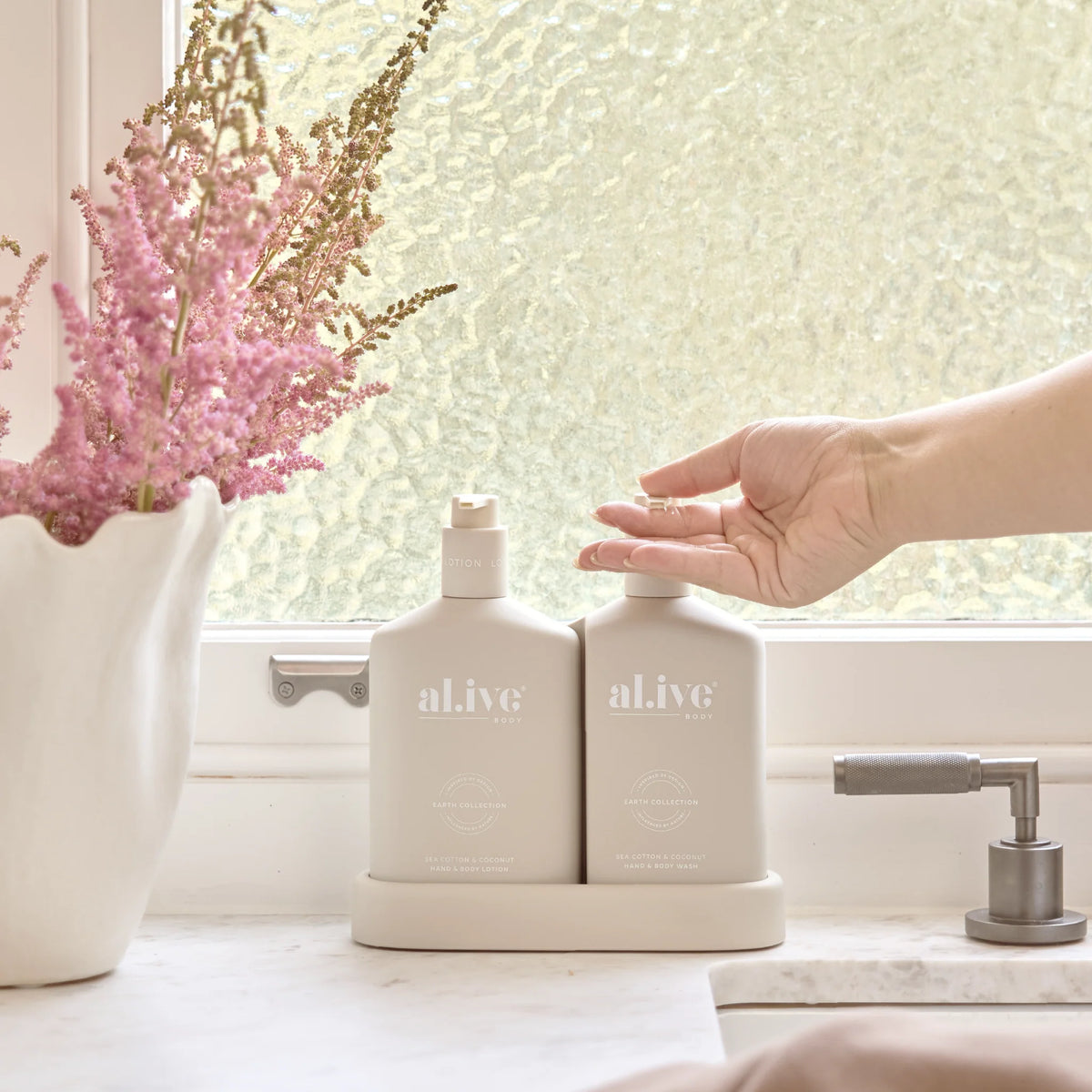 al.ive body Wash & Lotion Duo + Hand Cream Gift Set - Sea Cotton & Coconut